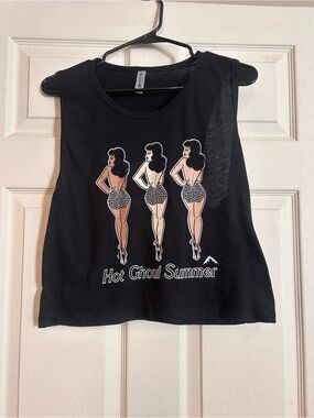 Hot Ghoul Summer Black Graphic Crop Tank Top